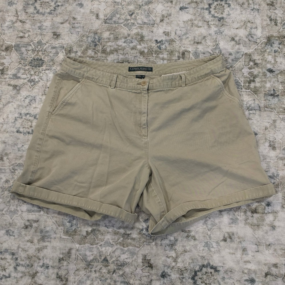 Lauren Jeans Co Ralph Lauren Khaki Chino Shorts Womens 18W Tan Cotton Cuffed